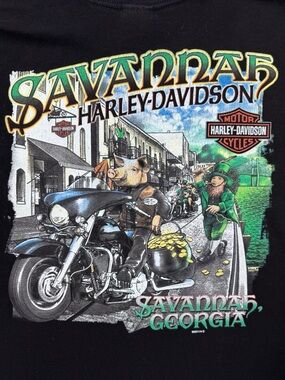 Harley Davidson Savannah Georgia Shamrock Graphic T Shirt Men's Size Medium